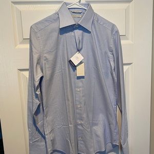 SUITSUPPLY Purple Line US15/EU38 Men Shirt Egyptian Cotton light blue & white.